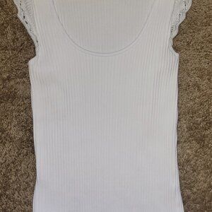 Industry Republic Women's Sleeveless White Ribbed Tank Top Small